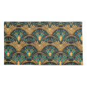 Housse D'oreillers Art déco turquoise et or (Dos-gauche)