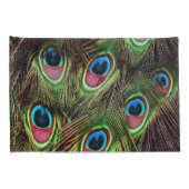 Housse D'oreillers art déco vert turquoise turquoise plumes paon (Dos-Droit)