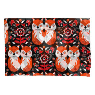 Housse D'oreillers Art populaire de renard scandinave