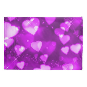 Housse D'oreillers Art rose et pourpre d'aerographe de coeurs