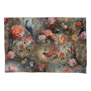 Housse D'oreillers Art surréaliste avec fleurs et oiseaux