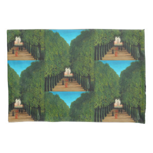 Housse D'oreillers Art vintage du parc aux arbres verts de Paris par
