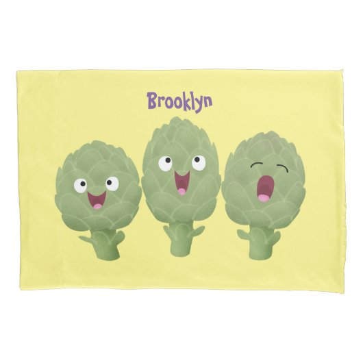 Housse D'oreillers Artichauts chantants mignons dessin animé végétal (devant)