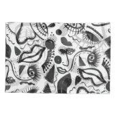 Housse D'oreillers Artsy Abstraction : Visages, Lèvres, Magie Géométr (Dos)