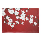 Housse D'oreillers Asie Floral blanc cerisier rouge (devant)