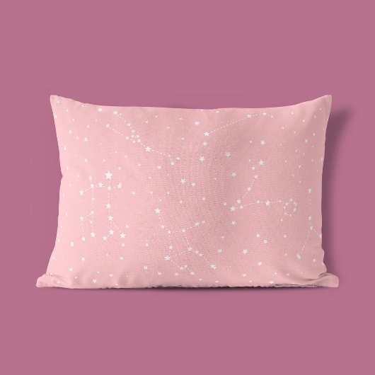 Housse D'oreillers Astrologie Ciel de nuit Pastel rose Etoiles blanch