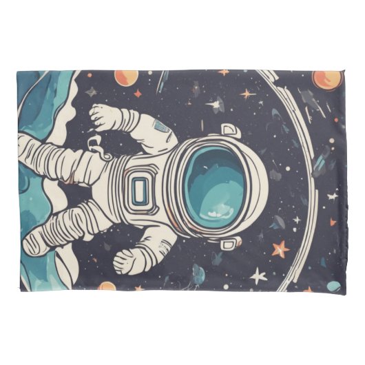 Housse D'oreillers Astronaute et Planètes Espace (devant)