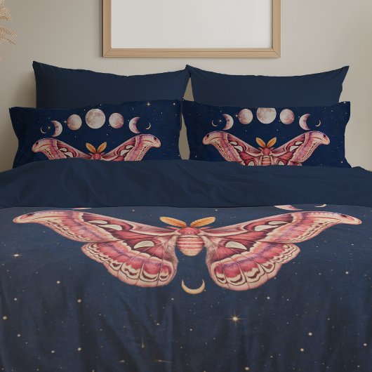 Housse D'oreillers Atlas Moth Night Sky Cosmos Moon Phase | Boho Art