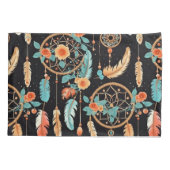 Housse D'oreillers Attrape-rêves fleur foncée plume orange sarcelle (Dos)