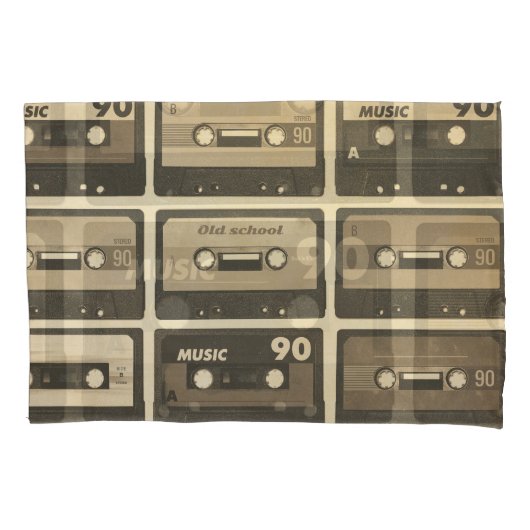 Housse D'oreillers Audio Cassette, Retro Poster Hip-Hop. (devant)