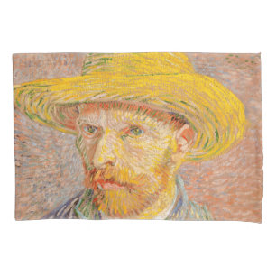Housse D'oreillers Autoportrait de Vincent Van Gogh avec chapeau de p