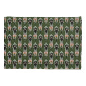 Housse D'oreillers Autruche Rose Fleurs Vert Olive Art Déco (Dos)
