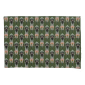 Housse D'oreillers Autruche Rose Fleurs Vert Olive Art Déco (devant)