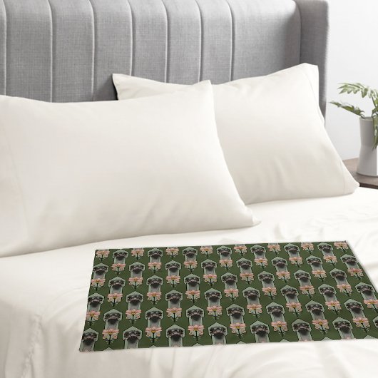 Housse D'oreillers Autruche Rose Fleurs Vert Olive Art Déco