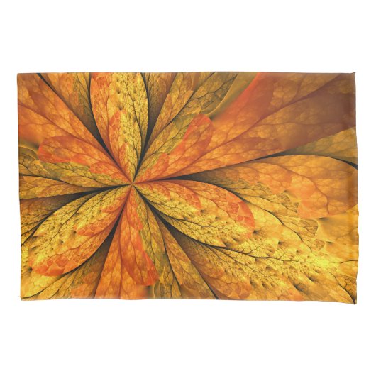 Housse D'oreillers Autumn Plant, Modern Abstract Fractal Art Leaf (devant)