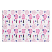 Housse D'oreillers Avec nom & initiale, raquettes de tennis rose & vi (Dos)