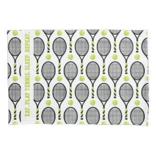 Housse D'oreillers Avec texte 🎾 Noir et vert tennis 🎾 blanc