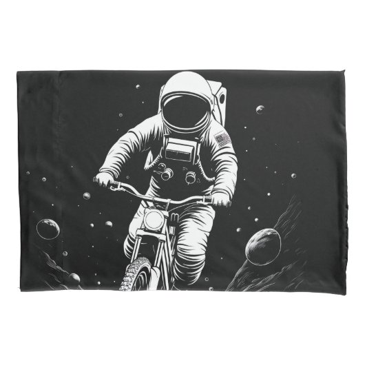 Housse D'oreillers Aventure spatiale de vélo d'astronaute cosmique (devant)