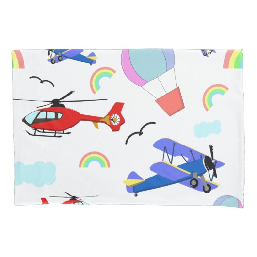 Housse D'oreillers Avions, hélicoptères et ballons (devant)