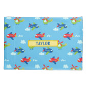 Housse D'oreillers Avions Hélicoptères Nuages Artwork, Nom, Sky Blue (Dos)