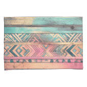 Housse D'oreillers Aztec Sud-Ouest Bleu Et Tribal Rose (devant-Droit)