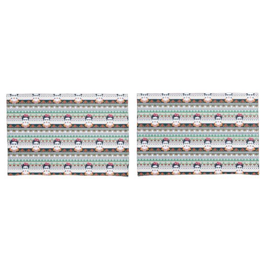 Housse D'oreillers Aztèque de Frida Kahlo | (devant-Set)