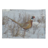 Housse D'oreillers B23 Pheasant à cou d'anneau dans la neige (Dos)