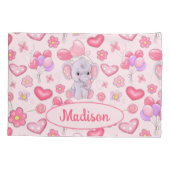 Housse D'oreillers Baby Custom Name Cute Rose Elephant Pillowcase (Dos)