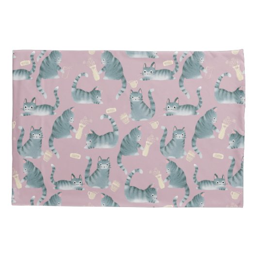 Housse D'oreillers Bad Grey Tabby Chats Frapper Tout Sur Motif (Dos)