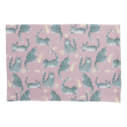 Housse D'oreillers Bad Grey Tabby Chats Frapper Tout Sur Motif (devant)