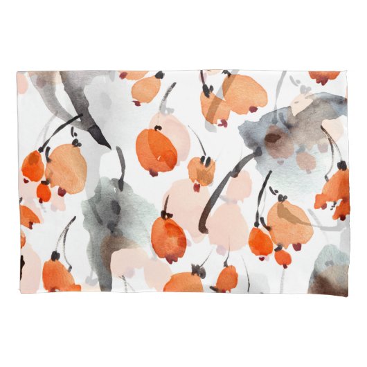 Housse D'oreillers Baies, aquarelle feuille, illustration d'encre, co (devant)