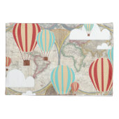 Housse D'oreillers Balloon à air chaud et carte du monde Aventure Vin (Dos)