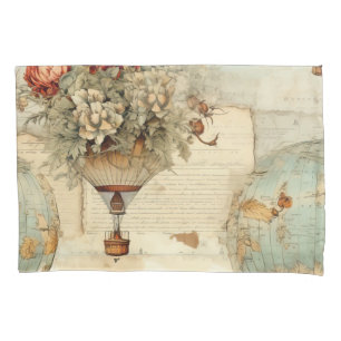 Housse D'oreillers Balloon vintage à air chaud dans un paysage serein