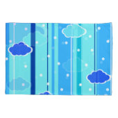 Housse D'oreillers bandes bleues nuages points (Dos)