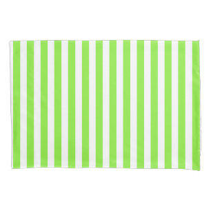 Housse D'oreillers Bandes de bonbons vert et blanc de chaux
