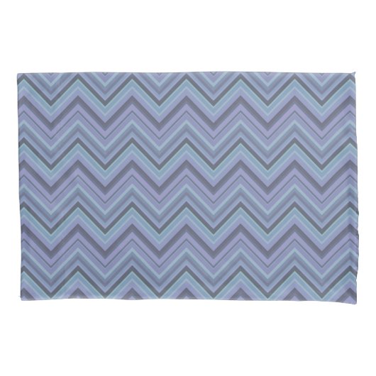 Housse D'oreillers Bandes de zigzag gris bleu (devant)