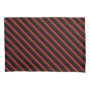Housse D'oreillers Bandes diagonales en noir et rouge