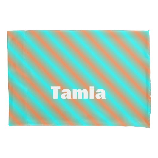 Housse D'oreillers Bandes diagonales orange et bleu (devant)