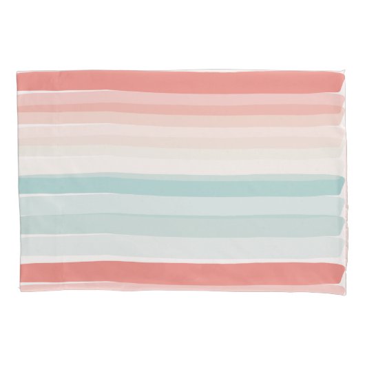 Housse D'oreillers Bandes estivales en corail et turquoise (devant)