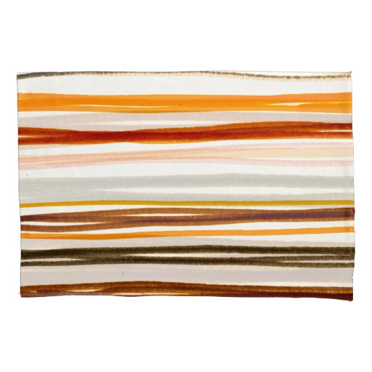 Housse D'oreillers Bandes géométriques, aquarelle orange (devant)