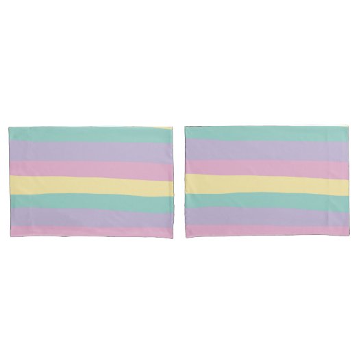 Housse D'oreillers Bandes Inégales Pink, Jaune, Violet & Vert (devant-Set)