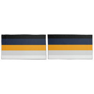 Housse D'oreillers Bandes jaunes, bleues, blanches et noires