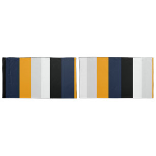 Housse D'oreillers Bandes jaunes, bleues, blanches et noires