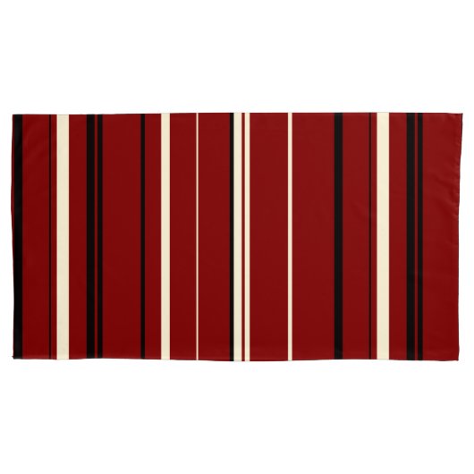 Housse D'oreillers Bandes noires rouges et blanches (devant)