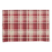 Housse D'oreillers Bandes Plaid Crème Rouge (devant-Droit)