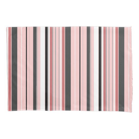 Housse D'oreillers Bandes roses gris mignonnes (devant-gauche)