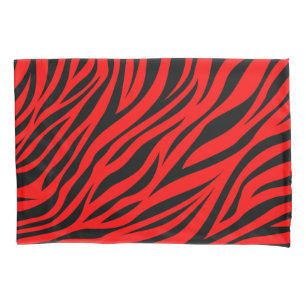 Housse D'oreillers Bandes Zèbre Noir Rouge Imprimer
