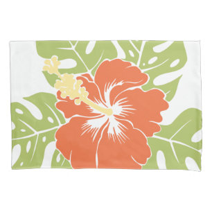 Housse D'oreillers Banzai Beach Hibiscus hawaïen bande réversible