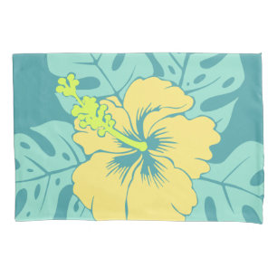 Housse D'oreillers Banzai Beach Hibiscus hawaïen bande réversible