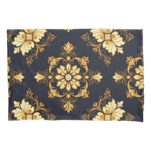 Housse D'oreillers "Barockes Ornament-Muster in Gold und Schwarz" Dec (devant)